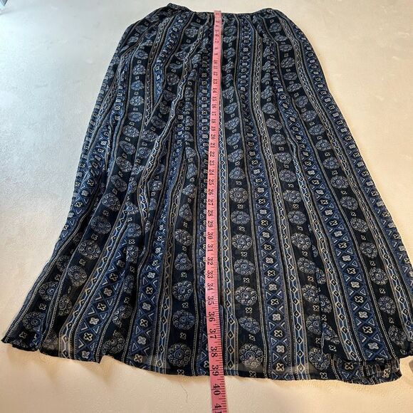 Hollister Boho Maxi Skirt Small Blue Geometric Floral Print Flowy Summer Beach S - Picture 5 of 5
